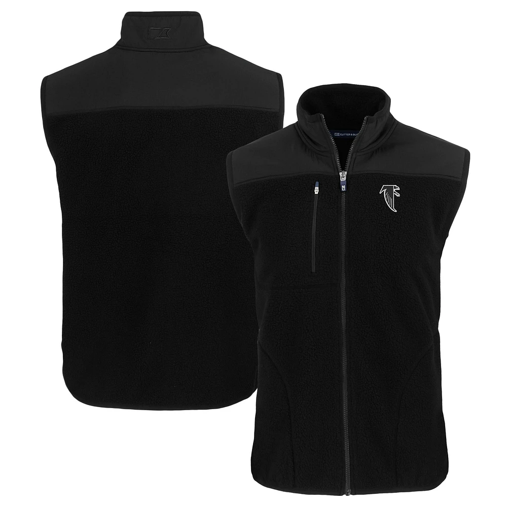 Men's Cutter & Buck  Black Atlanta Falcons Throwback Cascade Eco Sherpa Fleece Full-Zip Vest