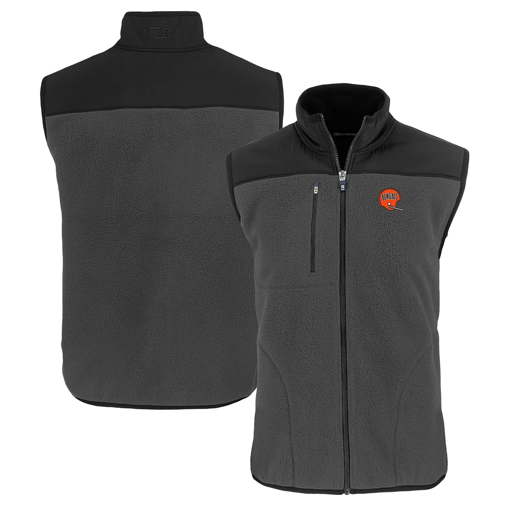 Men's Cutter & Buck Gray Cincinnati Bengals Throwback Cascade Eco Sherpa Fleece Full-Zip Vest