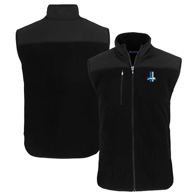 Men's Cutter & Buck Black Detroit Lions Throwback Cascade Eco Sherpa Fleece Full-Zip Vest