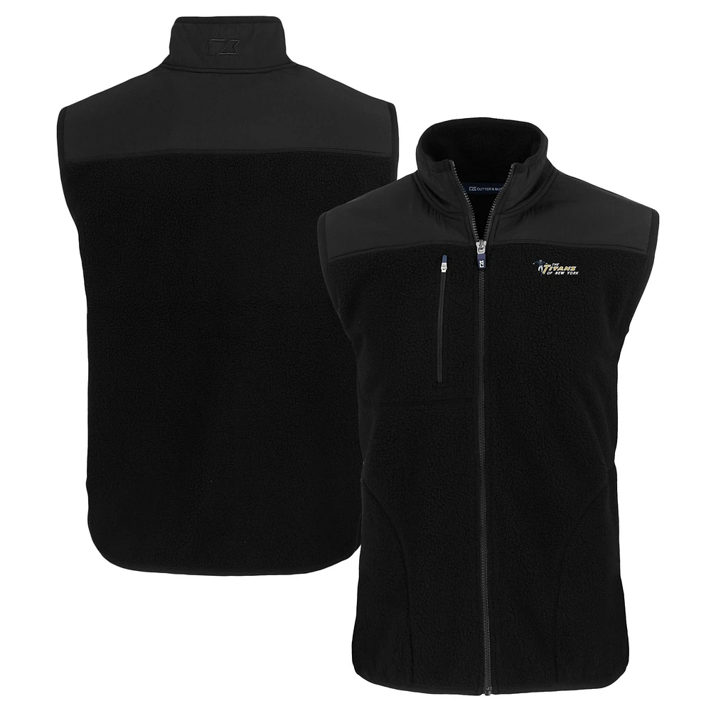 Men's Cutter & Buck Black New York Jets Throwback Cascade Eco Sherpa Fleece Full-Zip Vest