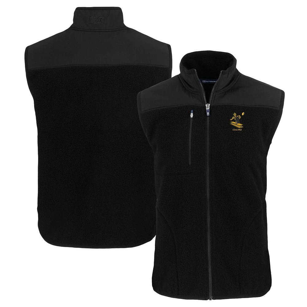 Men's Cutter & Buck Black Pittsburgh Steelers Throwback Cascade Eco Sherpa Fleece Full-Zip Vest