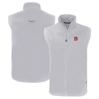 Men's Cutter & Buck Gray Denver Broncos Throwback Charter Eco Recycled Full-Zip Vest