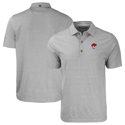 Men's Cutter & Buck Heather Gray Buffalo Bills Throwback Forge Eco Stripe Stretch Recycled Polo