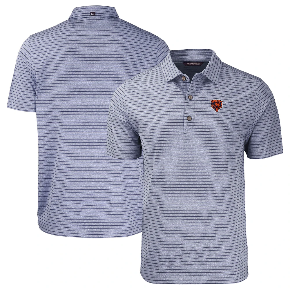 Men's Cutter & Buck Heather Navy Chicago Bears Throwback Forge Eco Stripe Stretch Recycled Polo
