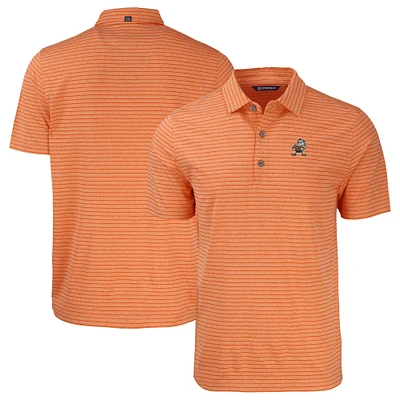 Men's Cutter & Buck Heather Cleveland Browns Throwback Forge Eco Stripe Stretch Recycled Polo