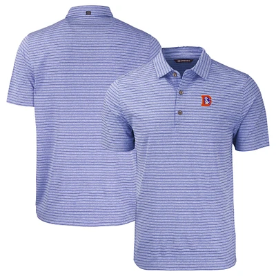 Men's Cutter & Buck Heather Royal Denver Broncos Throwback Forge Eco Stripe Stretch Recycled Polo