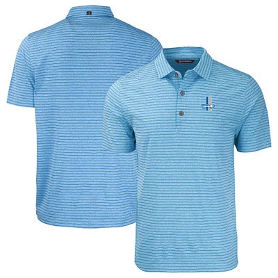 Men's Cutter & Buck Heather Blue Detroit Lions Throwback Forge Eco Stripe Stretch Recycled Polo