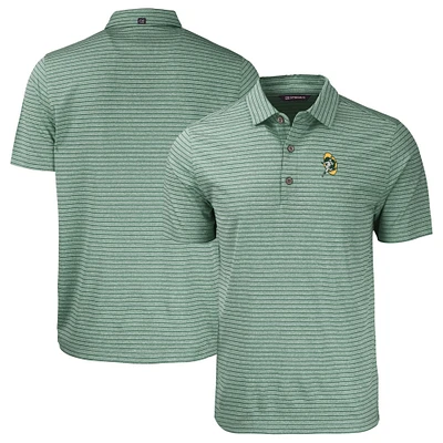 Men's Cutter & Buck Heather Green Bay Packers Throwback Forge Eco Stripe Stretch Recycled Polo