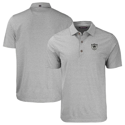 Men's Cutter & Buck Heather Gray Las Vegas Raiders Throwback Forge Eco Heather Stripe Stretch Recycled Polo