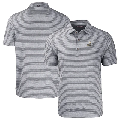 Men's Cutter & Buck Heather Black New Orleans Saints Throwback Forge Eco Stripe Stretch Recycled Polo
