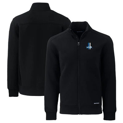 Men's Cutter & Buck Black Detroit Lions Throwback Roam Eco Recycled Full-Zip Jacket