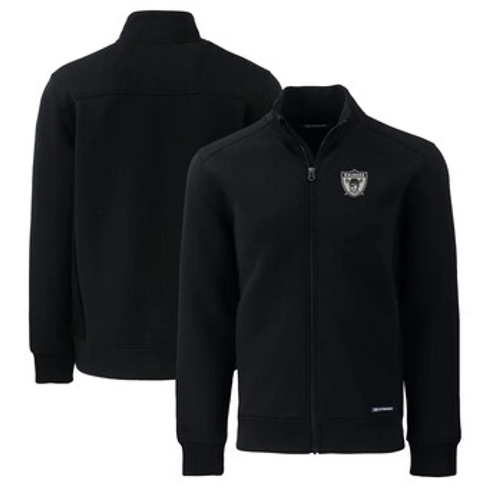 Men's Cutter & Buck Black Las Vegas Raiders Throwback Roam Eco Recycled Full-Zip Jacket