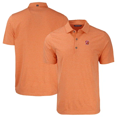 Men's Cutter & Buck Heather Orange Tampa Bay Buccaneers Throwback Forge Eco Stripe Stretch Recycled Polo