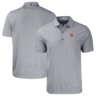Men's Cutter & Buck Heather Black Tampa Bay Buccaneers Throwback Forge Eco Stripe Stretch Recycled Polo