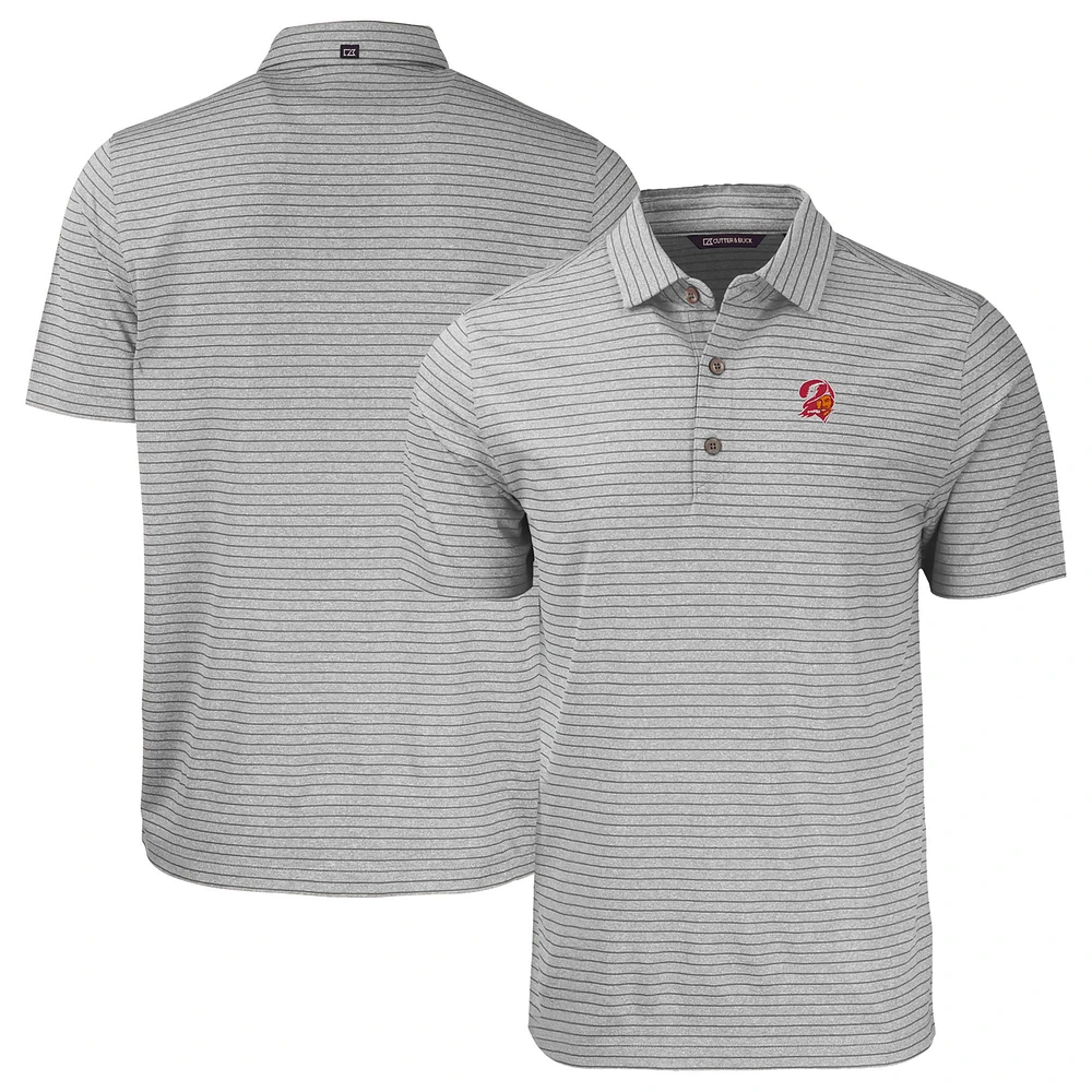 Men's Cutter & Buck Heather Tampa Bay Buccaneers Throwback Forge Eco Stripe Stretch Recycled Polo