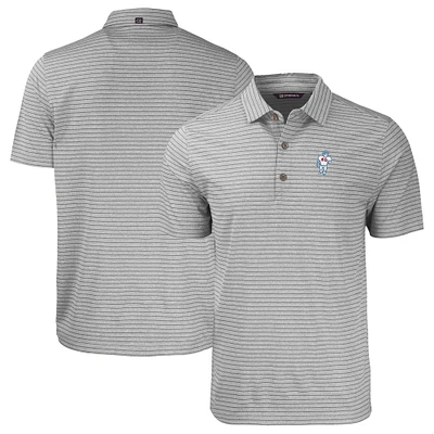 Men's Cutter & Buck Heather Gray Houston Oilers Throwback Forge Eco Stripe Stretch Recycled Polo