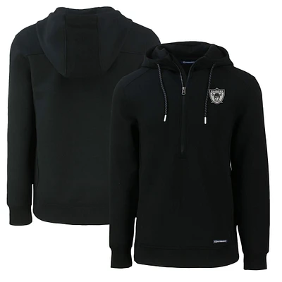 Men's Cutter & Buck Black Las Vegas Raiders Throwback Roam Eco Half-Zip Recycled Pullover Hoodie