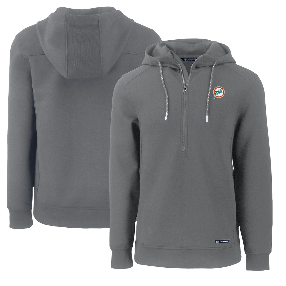 Men's Cutter & Buck Miami Dolphins Throwback Roam Eco Half-Zip Recycled Pullover Hoodie