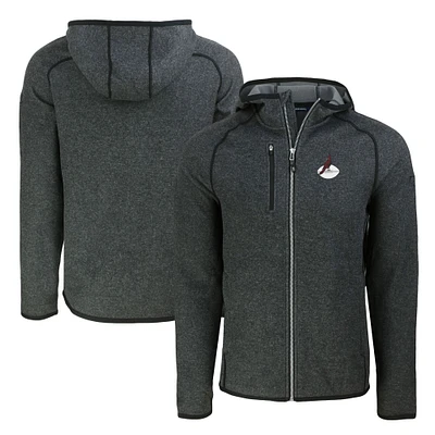 Men's Cutter & Buck Heather Charcoal Arizona Cardinals Throwback Mainsail Sweater-Knit Full-Zip Hoodie