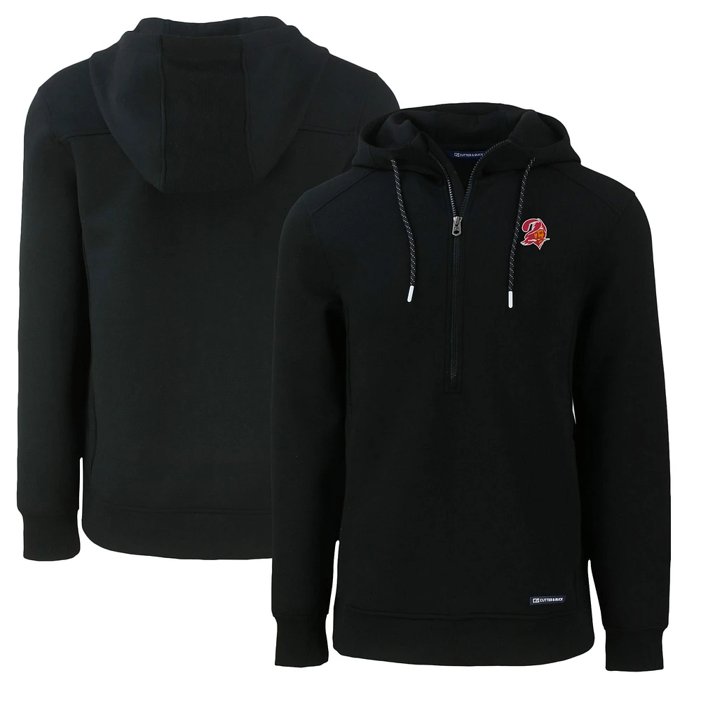 Men's Cutter & Buck Black Tampa Bay Buccaneers Throwback Roam Eco Half-Zip Recycled Pullover Hoodie