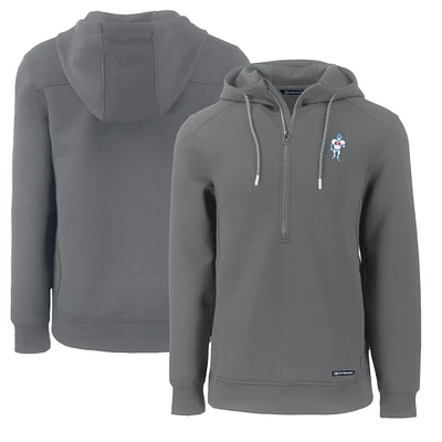 Men's Cutter & Buck Gray Houston Oilers Throwback Roam Eco Half-Zip Recycled Pullover Hoodie