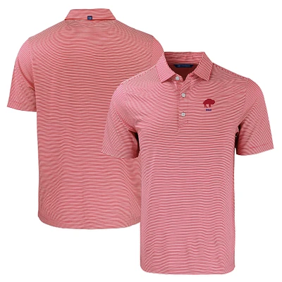 Men's Cutter & Buck Red/White Buffalo Bills Throwback Forge Eco Double Stripe Stretch Recycled Polo