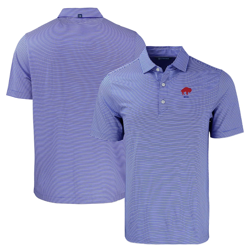 Men's Cutter & Buck Royal/White Buffalo Bills Throwback Forge Eco Double Stripe Stretch Recycled Polo