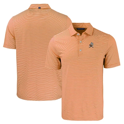 Men's Cutter & Buck Orange Cleveland Browns Throwback Forge Eco Double Stripe Stretch Recycled Polo