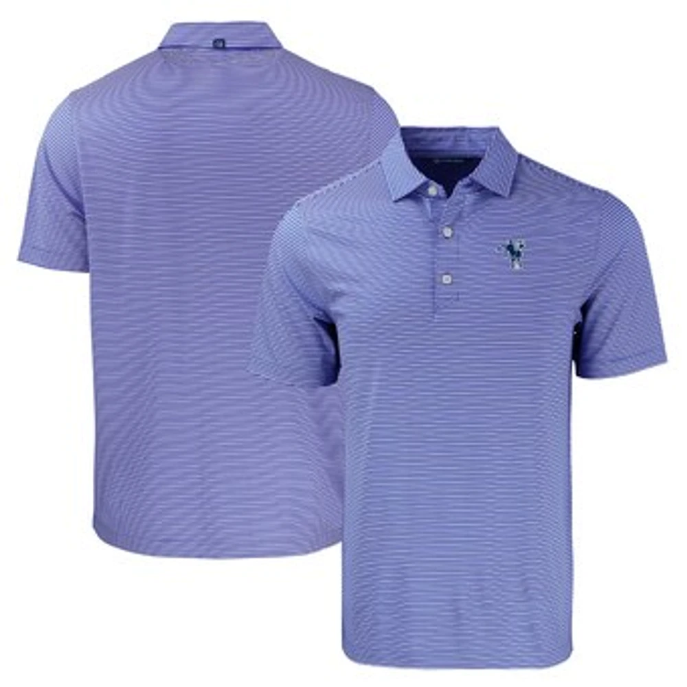 Men's Cutter & Buck Royal/White Indianapolis Colts Throwback Forge Eco Double Stripe Stretch Recycled Polo