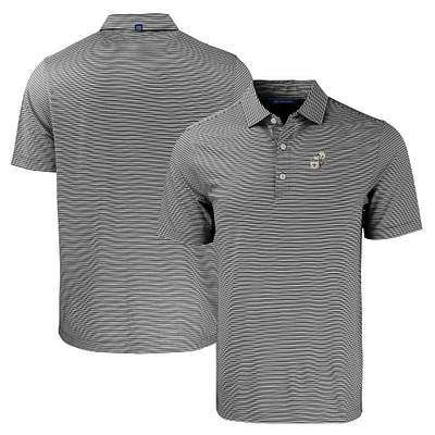 Men's Cutter & Buck Black/White New Orleans Saints Throwback Forge Eco Double Stripe Stretch Recycled Polo