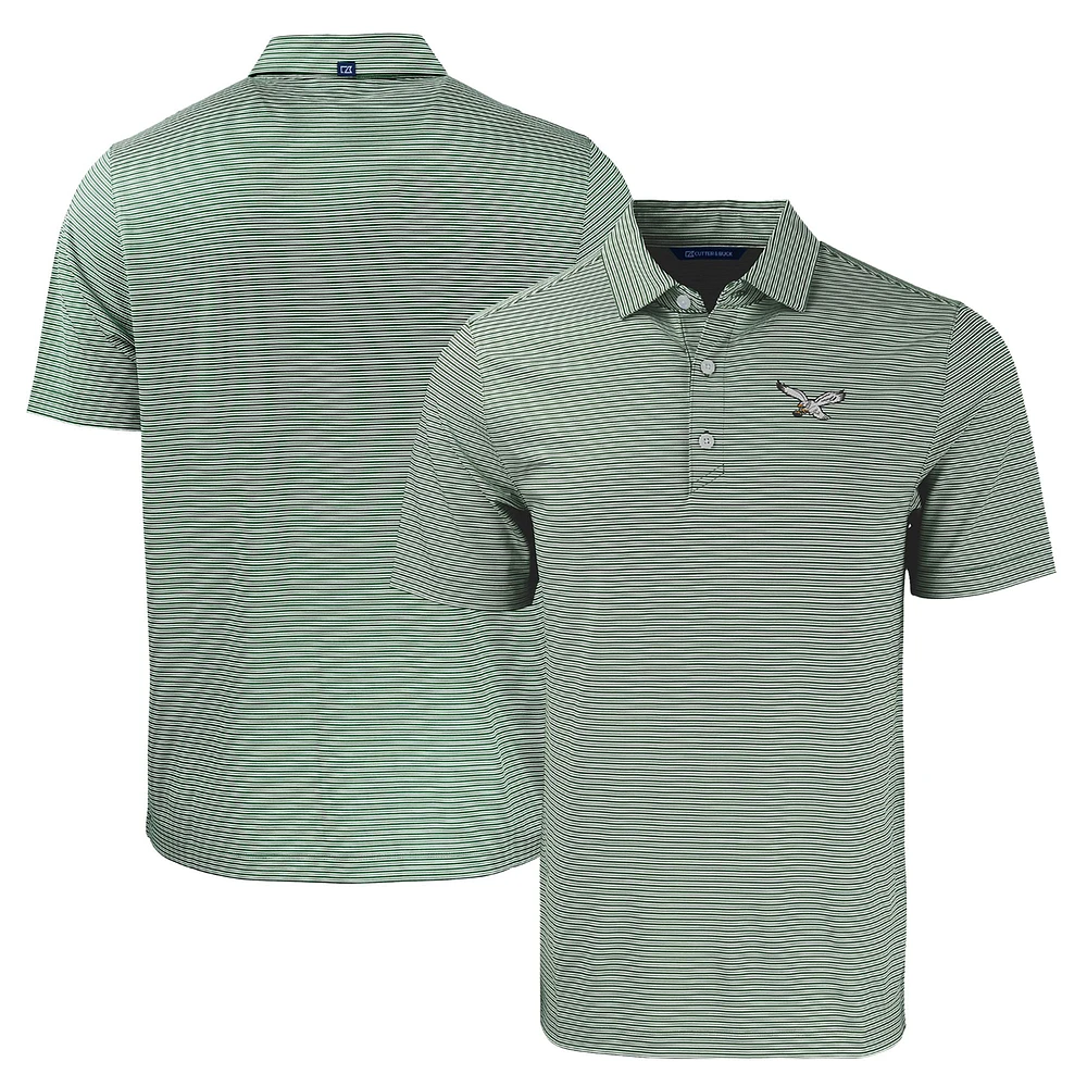 Men's Cutter & Buck Midnight Green/White Philadelphia Eagles Throwback Forge Eco Double Stripe Stretch Recycled Polo
