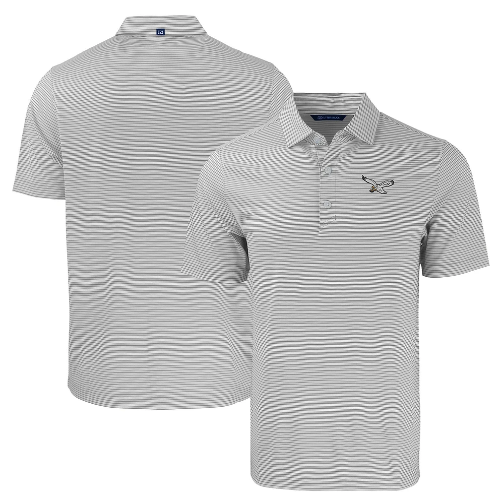 Men's Cutter & Buck Gray/White Philadelphia Eagles Throwback Forge Eco Double Stripe Stretch Recycled Polo