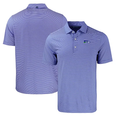 Men's Cutter & Buck Royal/White Seattle Seahawks Throwback Forge Eco Double Stripe Stretch Recycled Polo
