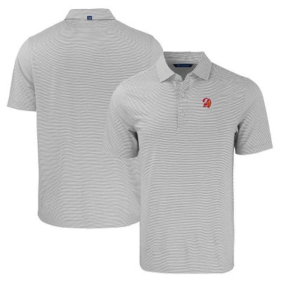 Men's Cutter & Buck Gray/White Tampa Bay Buccaneers Throwback Forge Eco Double Stripe Stretch Recycled Polo