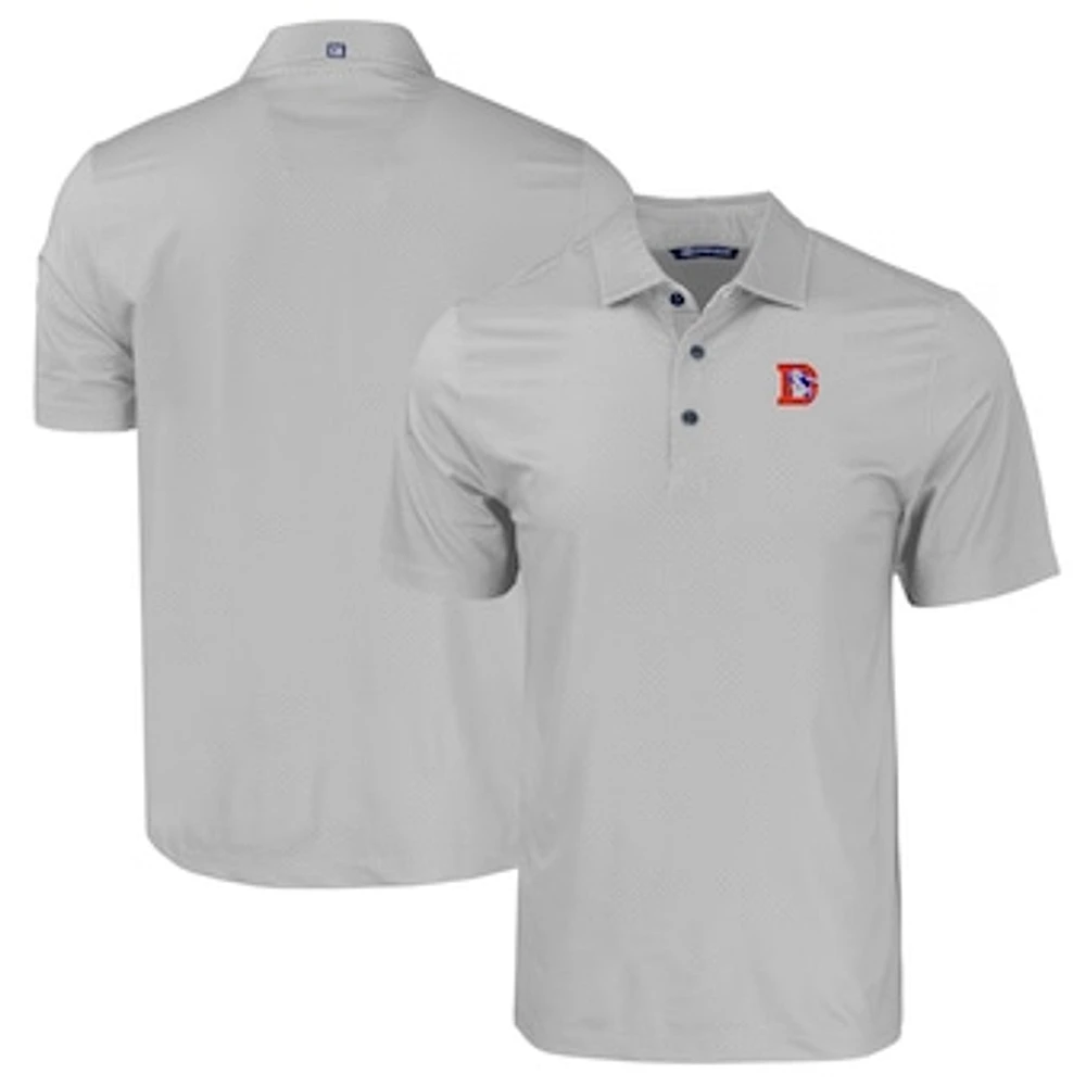 Men's Cutter & Buck Gray Denver Broncos Throwback Big & Tall Pike Eco Tonal Geo Print Stretch Recycled Polo