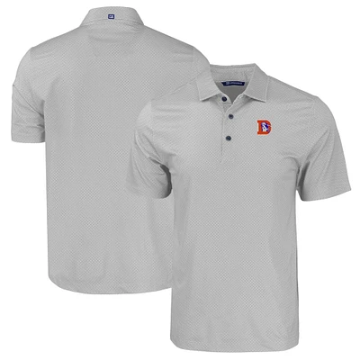 Men's Cutter & Buck Gray Denver Broncos Throwback Big & Tall Pike Eco Tonal Geo Print Stretch Recycled Polo