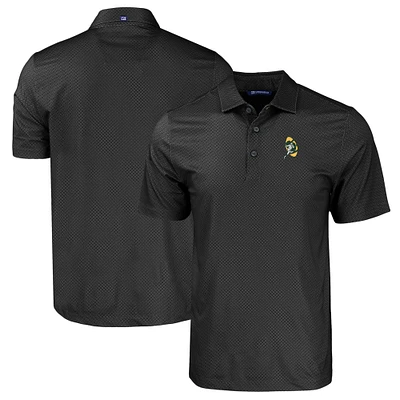 Men's Cutter & Buck Black Green Bay Packers Throwback Big & Tall Pike Eco Tonal Geo Print Stretch Recycled Polo