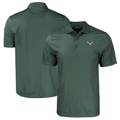 Men's Cutter & Buck Midnight Green Philadelphia Eagles Throwback Big & Tall Pike Eco Tonal Geo Print Stretch Recycled Polo