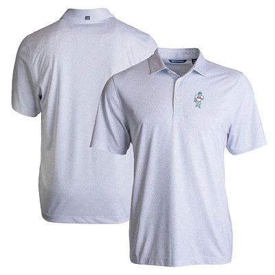 Men's Cutter & Buck White Houston Oilers Throwback Pike Eco Pebble Print Stretch Recycled Polo