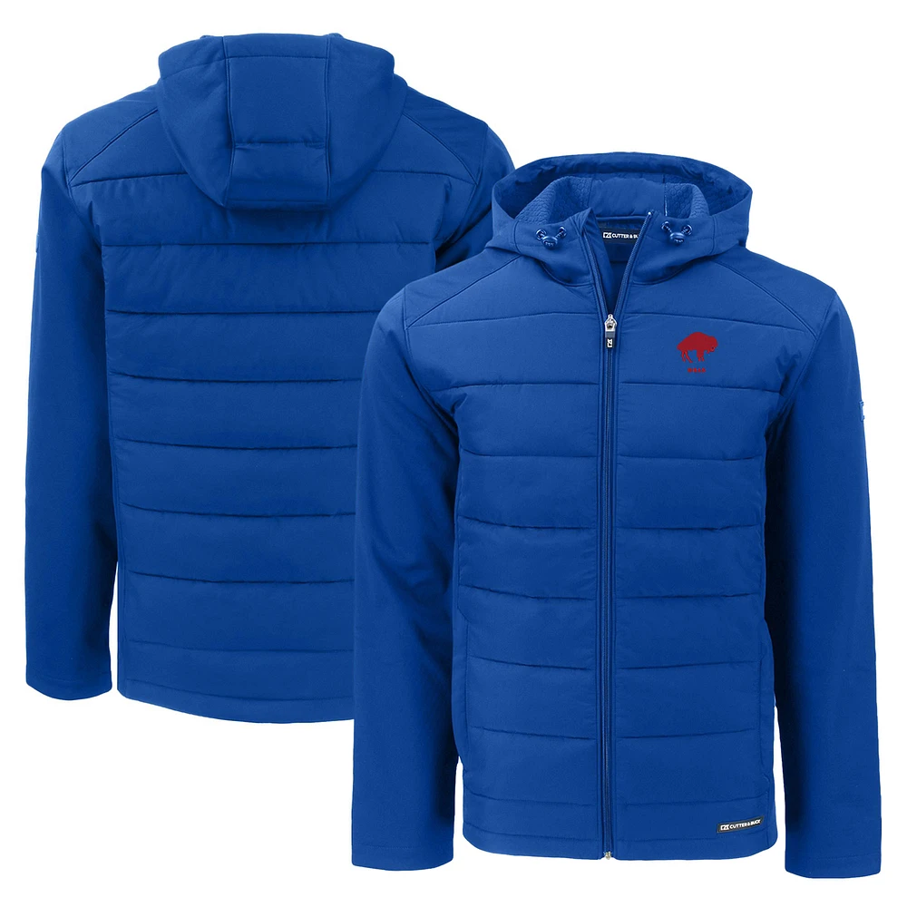 Men's Cutter & Buck Royal Buffalo Bills Throwback Evoke Hybrid Eco Softshell Recycled Full-Zip Hoodie Jacket