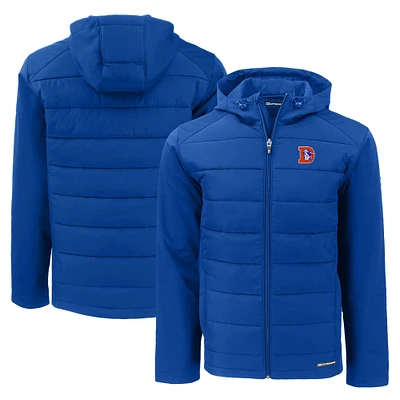Men's Cutter & Buck Royal Denver Broncos Throwback Evoke Hybrid Eco Softshell Recycled Full-Zip Hoodie Jacket