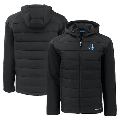 Men's Cutter & Buck Detroit Lions Throwback Evoke Hybrid Eco Softshell Recycled Full-Zip Hoodie Jacket