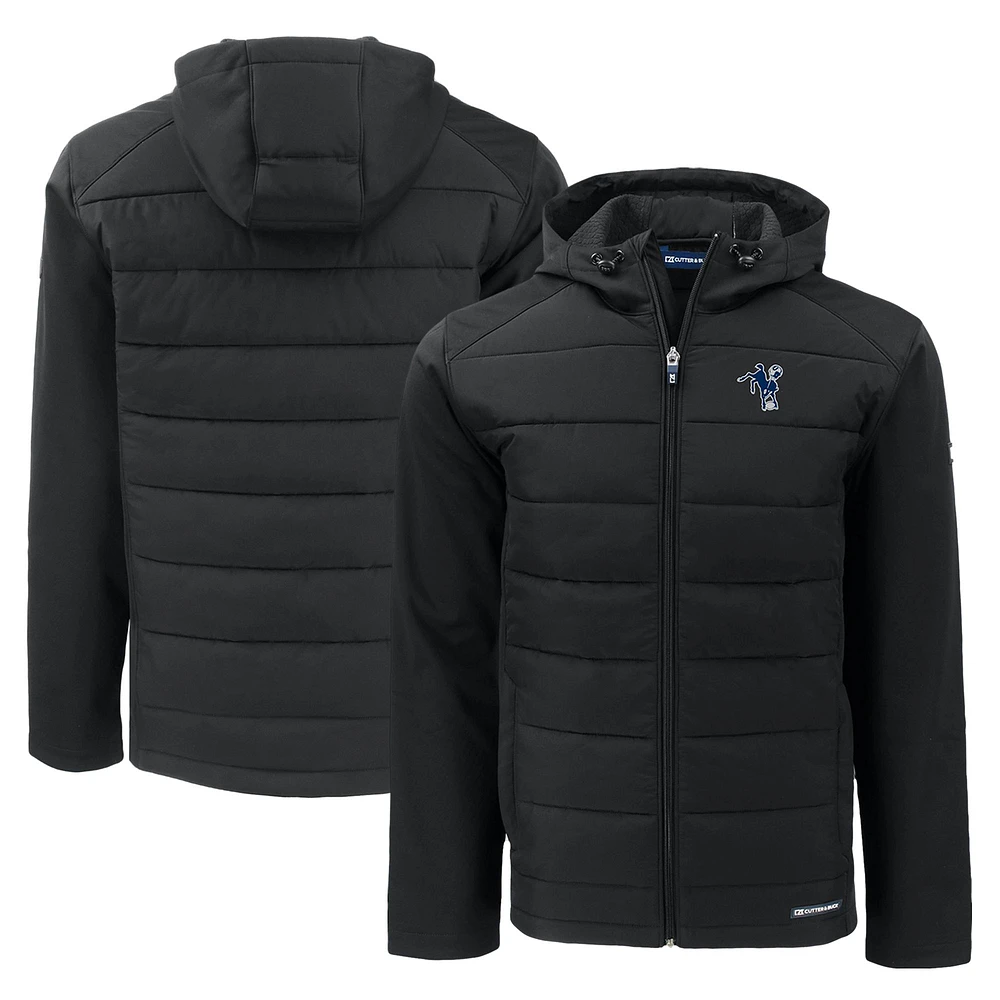 Men's Cutter & Buck Indianapolis Colts Throwback Evoke Hybrid Eco Softshell Recycled Full-Zip Hoodie Jacket