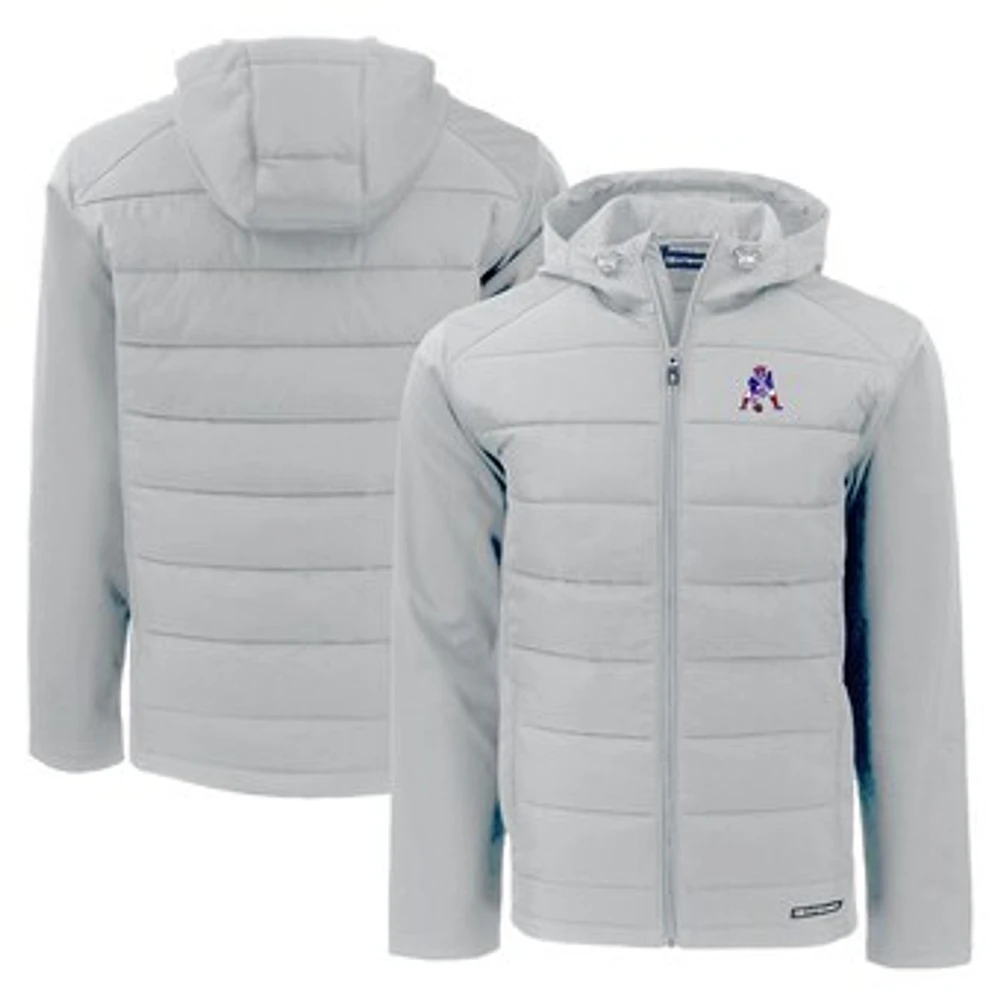 Men's Cutter & Buck New England Patriots Throwback Evoke Hybrid Eco Softshell Recycled Full-Zip Hoodie Jacket