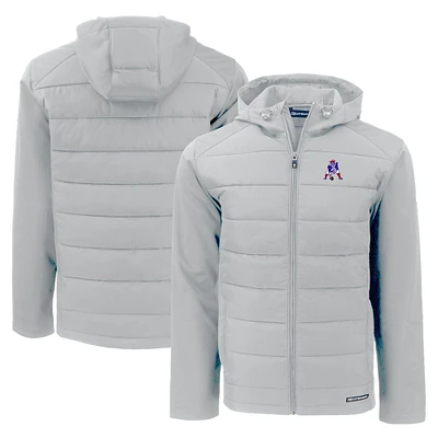 Men's Cutter & Buck New England Patriots Throwback Evoke Hybrid Eco Softshell Recycled Full-Zip Hoodie Jacket