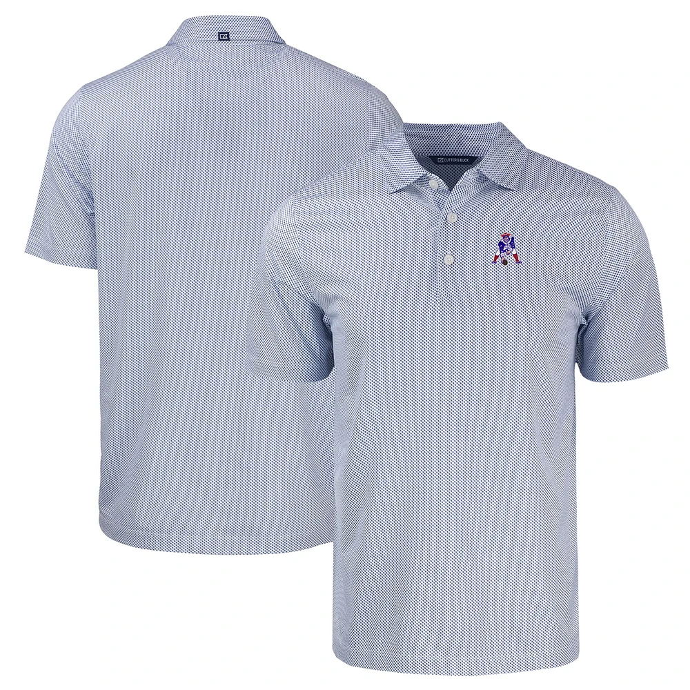 Men's Cutter & Buck White/Royal New England Patriots Throwback Big & Tall Pike Eco Symmetry Print Stretch Recycled Polo