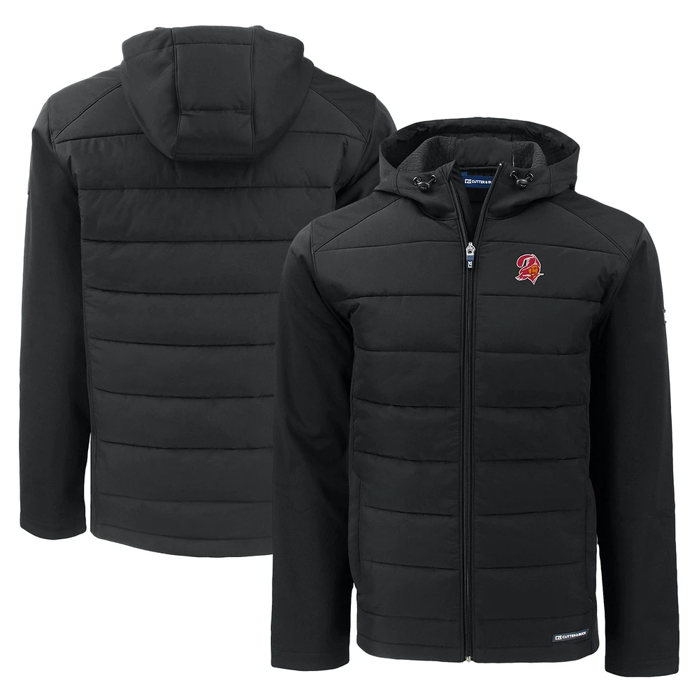 Men's Cutter & Buck Tampa Bay Buccaneers Throwback Evoke Hybrid Eco Softshell Recycled Full-Zip Hoodie Jacket
