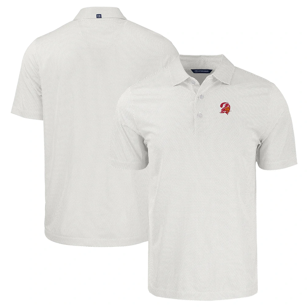 Men's Cutter & Buck White Tampa Bay Buccaneers Throwback Big Tall Pike Eco Symmetry Print Stretch Recycled Polo