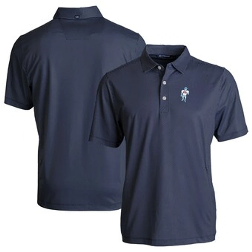 Men's Cutter & Buck Navy Houston Oilers Throwback Big Tall Pike Eco Symmetry Print Stretch Recycled Polo