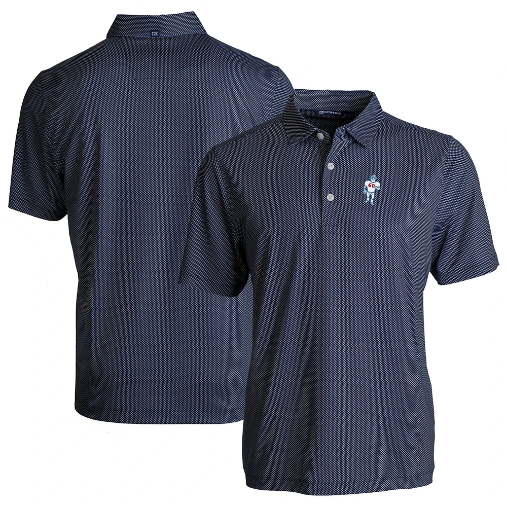 Men's Cutter & Buck Navy Houston Oilers Throwback Big Tall Pike Eco Symmetry Print Stretch Recycled Polo
